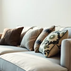 Poduszki na szarej kanapie inspiracje