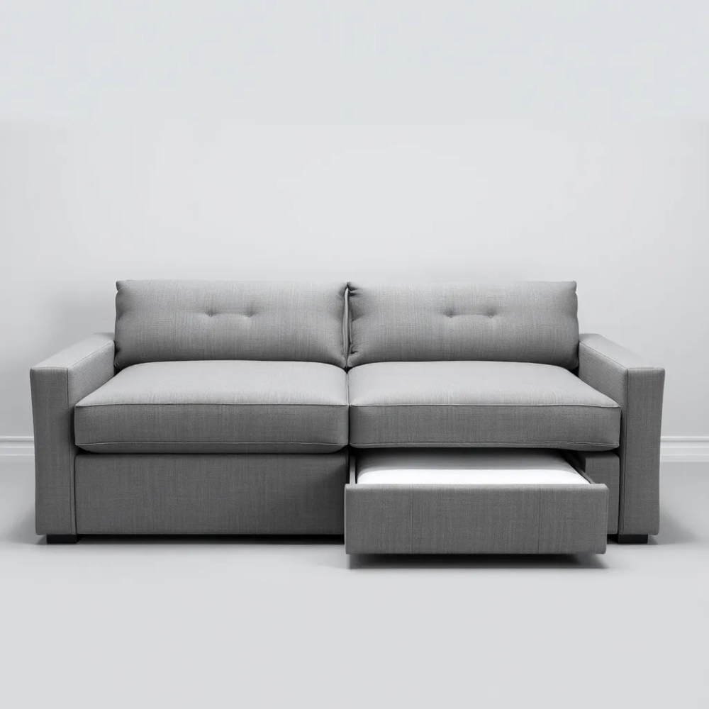 Sofa z funkcją spania codziennego i pojemnikiem na pościel sprężyny kieszeniowe